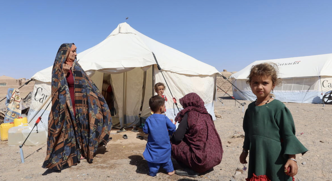 In the aftermath of the earthquake, survivors prefer to live in tents where they feel safe from strong aftershocks that continue. Three families lived in this small tent in Zindajan district.