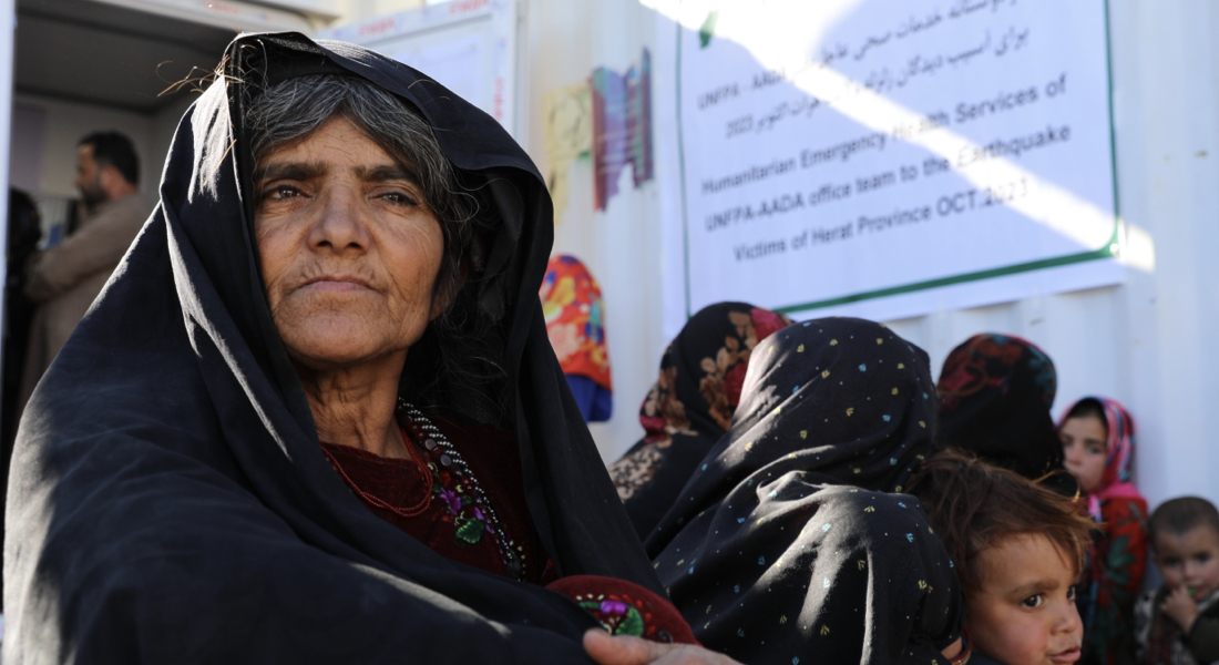 Maryam is from Naibrafi village in Zindajan. She lost her 20 year old daughter in the earthquake. She’s waiting to speak with a counsellor at the mobile health clinic that UNFPA and partners set up. 