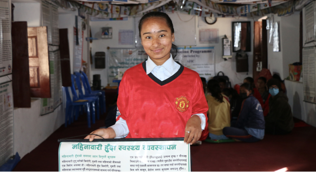 Nepal: Rabina Dham is a member of the Adolescent Friendly Information Corner at Bhairav Secondary School. The Information Corner is an intervention of the Ministry of Education, Science and Technology and UNFPA, to provide comprehensive health and rights information, services and referral for young people in a non-judgmental and gender-sensitive manner. Rabina  became part of the group in 2017, then she became a peer educator. She carries out outreach activities in her community to advocate for an end to domestic violence, child marriage, discrimination and untouchability based on caste and during menstruation.  “It was through the information corner that I learned that it is okay to drink milk and eat yoghurt when I am on my period,” Dham says. The practice of Chhaupadi in western Nepal does not permit consumption of milk or milk products during menstruation in the fear that the cows will stop producing milk or die. “Earlier, women were banished to animal sheds during their period but now that practice is disappearing and we stay inside our houses.” Dham says it was not easy to convince her parents and grandparents to let her eat nutritious food when she was on her period. “I was learning in school that it is necessary to eat well and be rested, but the opposite was happening at home.” The information corners have been successful in breaking down social and cultural barriers and creating a safe and supportive environment for young adolescents to access information on components of comprehensive sexuality education, such as  sexual and reproductive health, including menstrual health. ©UNFPA Nepal READ MORE 