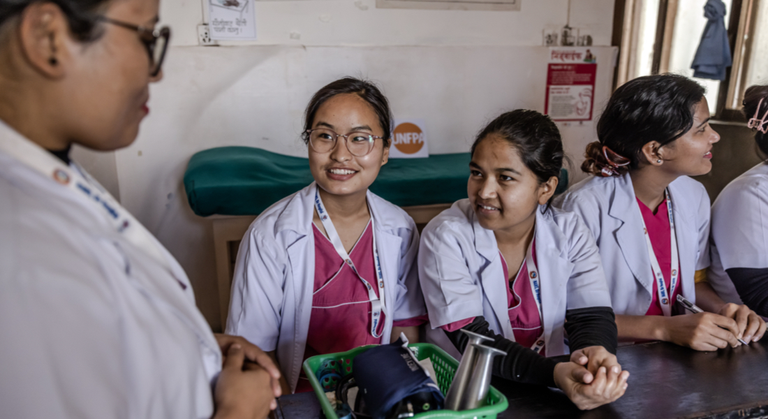 Nepal: “I like engaging directly with mothers and new-born babies,” says midwife Rojina Lamichhane (left). “I know that my role is important in someone’s life from when they conceive until they become mothers. It pushes me to do better when mothers specifically ask for me, even after one year of delivery, and want me to attend to their questions. This is a relationship of trust that I have formed with mothers, and it inspires me.” After attending over 100 births, she continues to marvel at putting into practice what she learnt as a student on the course. But the big change for her is in how to approach patients. “Midwifery teaches you to be kinder to mothers and babies, and you learn how to build a relationship with your patients. You have to be devoted to your work and your patients.” Rojina is one of 20 students in her year who are part of a UNFPA-supported programme to encourage the growth of a cadre of professional midwives to support the environment for safer births in Nepal. Since the introduction of the course in 2016, there are now five universities offering the course. ©UNFPA Nepal/Luis Tato READ MORE