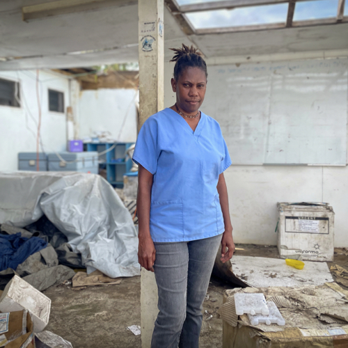 Amid the cyclone's aftermath, health workers like Sarah Maia, a midwife at the maternal and child clinic in Lenakel Hospital, faced immense challenges. With clinic rooms damaged and facilities compromised, providing postnatal care has become a struggle. Sarah explains, "The cyclone damaged several rooms in the clinic, leaving us with inadequate facilities for postnatal care." The cyclone's impact has led to a rise in respiratory infections and child malnutrition. Sarah, who is a mother of two emphasizes the heightened vulnerability of women to sexual abuse in the aftermath of the cyclone. Data shows that violence against women is a pressing issue in Vanuatu. A 2017 report by the Vanuatu Women's Centre found that 60% of women in Vanuatu have experienced physical or sexual violence, with one in three girls under fifteen experiencing sexual abuse. ©UNFPA/David Palazón