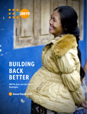 Cover photo of the Annual Report features a smiling pregnant woman