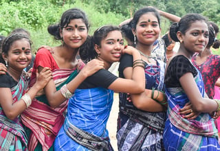Girls gather in Odisha, India