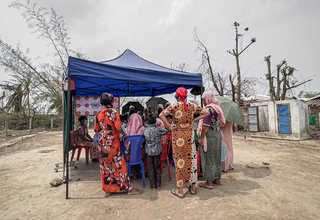 Women from the village of Say Thamar Kyi receive health care and reproductive health services at a mobile clinic 