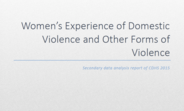 Cover of Women’s Experience of Domestic Violence and Other Forms of Violence in Cambodia