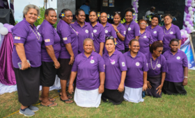 Midwives from Vanuatu and Fiji working on the cyclone response commemorate International Nurses Day in Port Vila. © UNFPA/David 