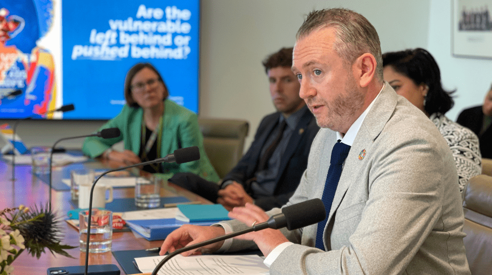 Photo of Mr. Pio Smith, UNFPA Regional Director for Asia and the Pacific presenting UNFPA's State of World Population report 2024 in Canberra today