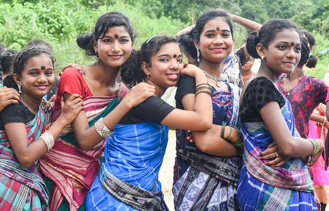 Girls gather in Odisha, India