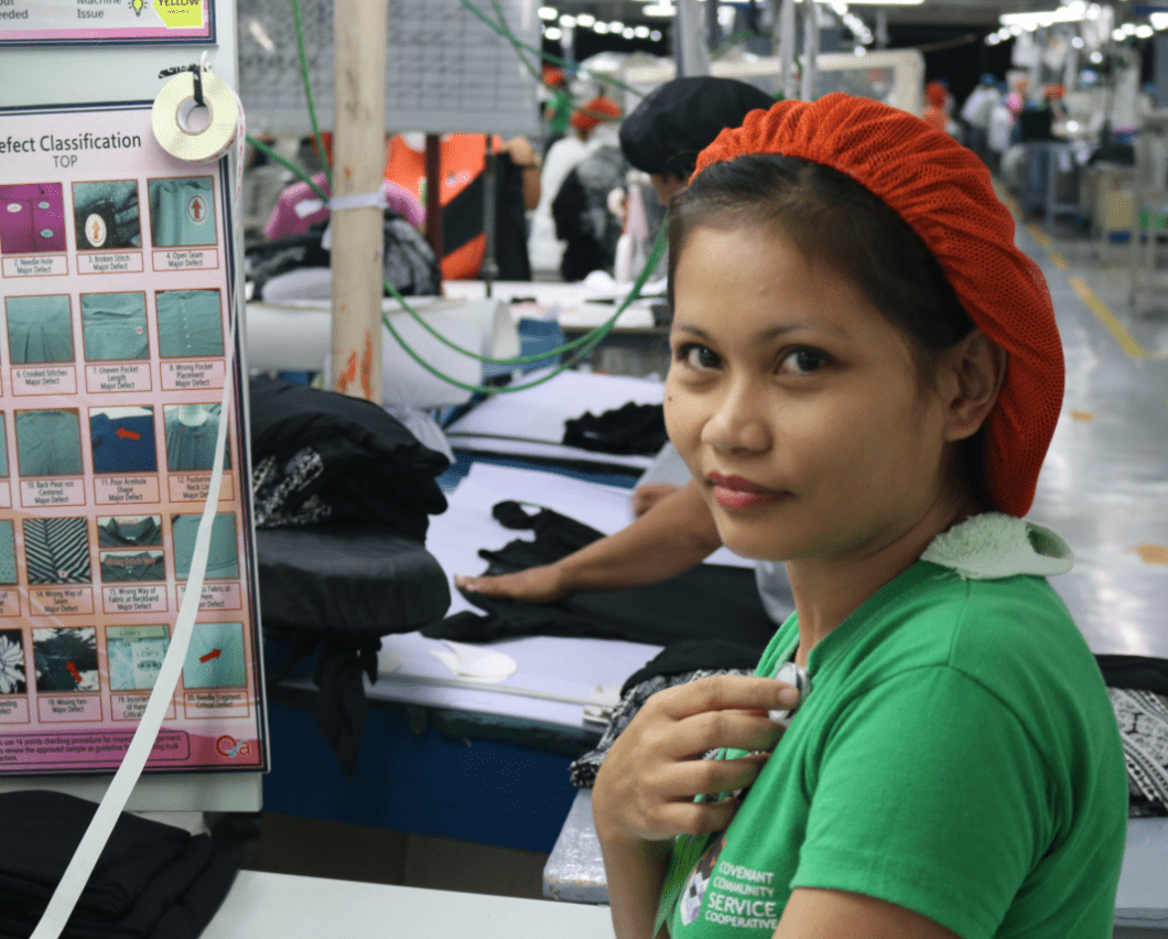 Mae Esparcia an employee at Hamlin's garments factory.  (Photo by UNFPA) Mae Esparcia, an employee at Hamlin's garments factory in Cavite, the Philippines is now better to her family and life.  (Photo by UNFPA)