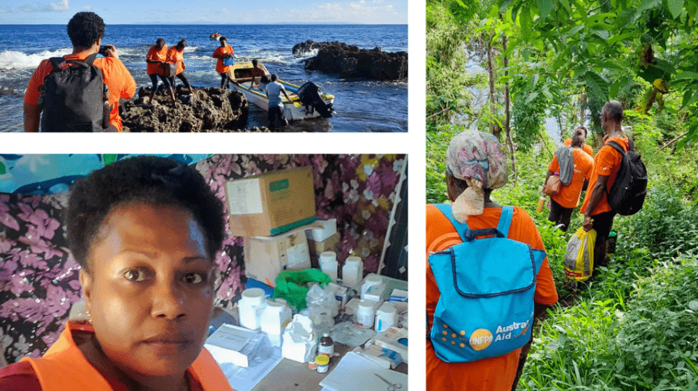 This photo montage captures the relentless efforts of the midwives and their support teams navigating challenging terrain