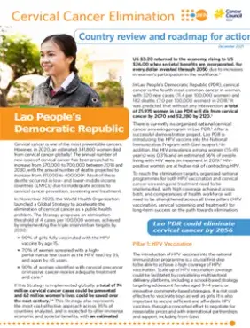 Laos: Cervical Cancer Elimination - Country Review & Roadmap for Action