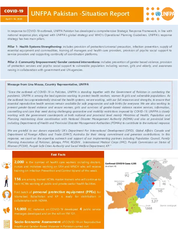 UNFPA Pakistan: COVID-19 Situation Report 1