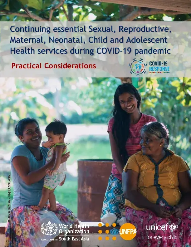 Continuing essential Sexual, Reproductive, Maternal, Neonatal, Child and Adolescent Health services during COVID-19: Regional Guidance